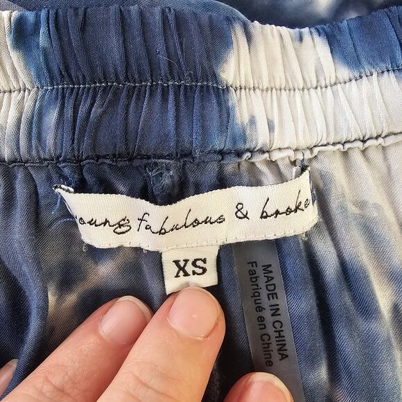 Young Fabulous & Broke Tie-Dyed Wide-Leg Pants Size XS High Waist Blue YFB Rayon - Picture 5 of 9